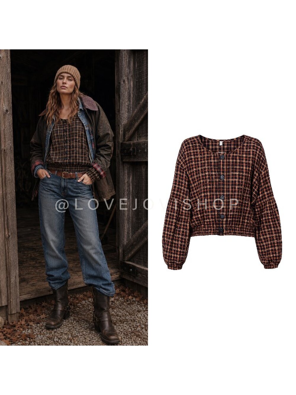 Cabincore | BP Plaid Button Down Top Shirt Poet Sleeve Blouson | NWT Curvy 4X